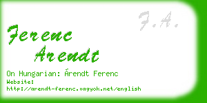 ferenc arendt business card